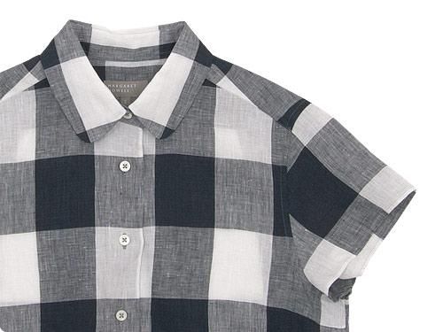MARGARET HOWELL LARGE CHECK LINEN S/S SHIRTS 121NAVY ̥ǥ