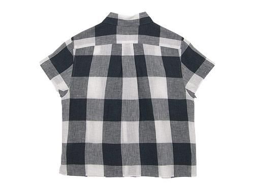 MARGARET HOWELL LARGE CHECK LINEN S/S SHIRTS 121NAVY ̥ǥ
