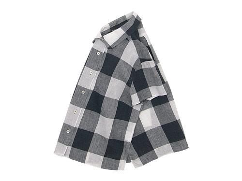 MARGARET HOWELL LARGE CHECK LINEN S/S SHIRTS 121NAVY ̥ǥ