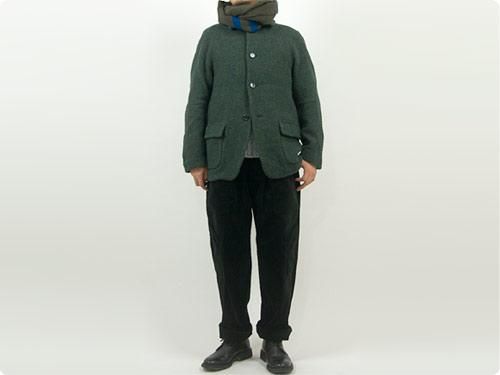 MHL. LAMBSWOOL ODD STRIPE FELTED SCARF 180OLIVE