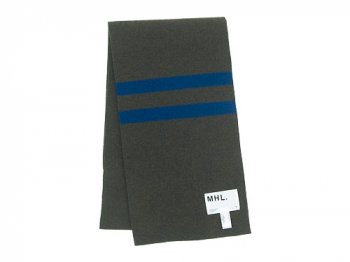 MHL. LAMBSWOOL ODD STRIPE FELTED SCARF 180OLIVE