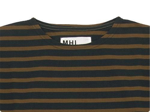 MHL. DRY JERJEY BORDER T-SHIRTS 050CHARCOAL x BROWN ̥󥺡