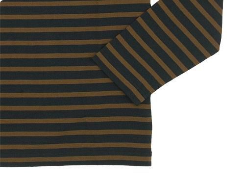 MHL. DRY JERJEY BORDER T-SHIRTS 050CHARCOAL x BROWN ̥󥺡