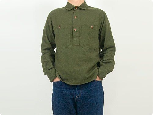 MHL. JAPANESE WOOL SHIRTING OVERHEAD SHIRT 180OLIVE 〔メンズ〕 MHL