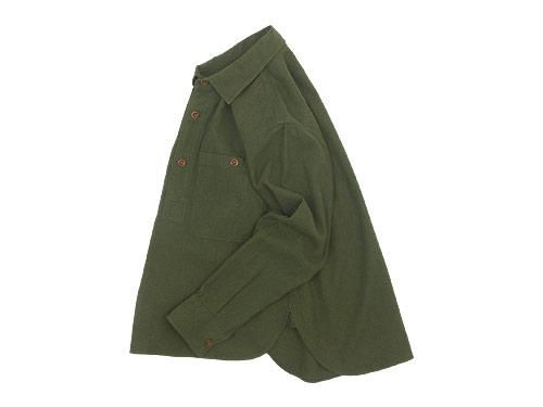 MHL. JAPANESE WOOL SHIRTING OVERHEAD SHIRT 180OLIVE ̥󥺡