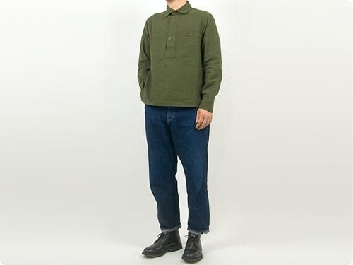 MHL. JAPANESE WOOL SHIRTING OVERHEAD SHIRT 180OLIVE ̥󥺡