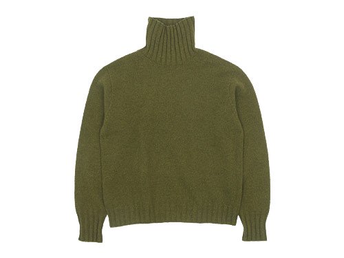 MARGARET HOWELL WOOL CASHMERE HIGH NECK KNIT 181OLIVE LEAF〔レディース〕