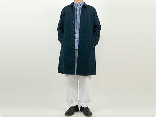 RINEN 40/2高密度平織 ステンカラーコート 05NAVY 〔メンズ〕 RINEN