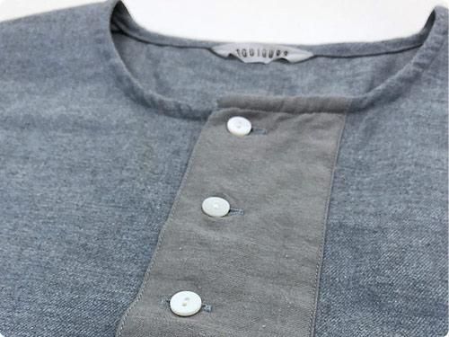 TOUJOURS Big Henley Neck Shirt HEATHER INDIGO KM29BS04