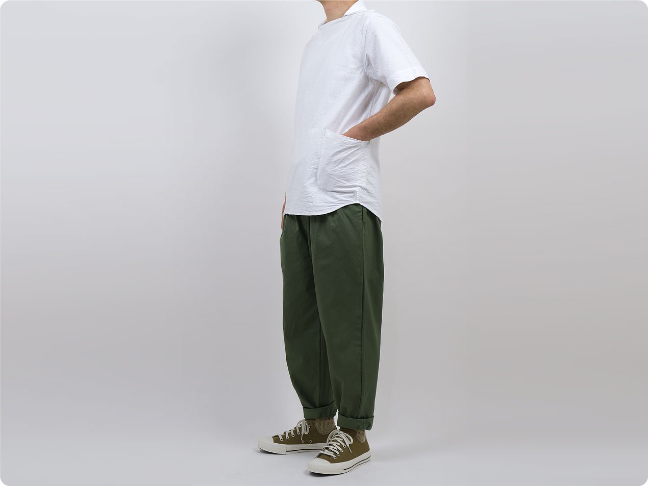 maillot mature drawstring tuck pants OLIVE