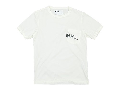 MHL. PRINTED JERSEY LOGO T 030WHITE〔メンズ〕