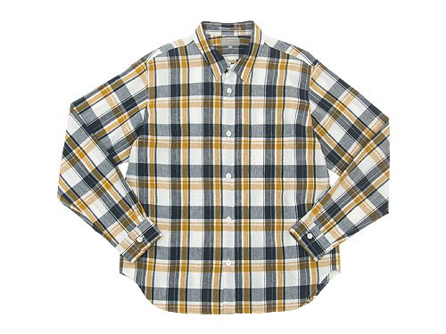 MARGARET HOWELL GRAPHIC LINEN CHECK SHIRTS 120NAVY 〔メンズ