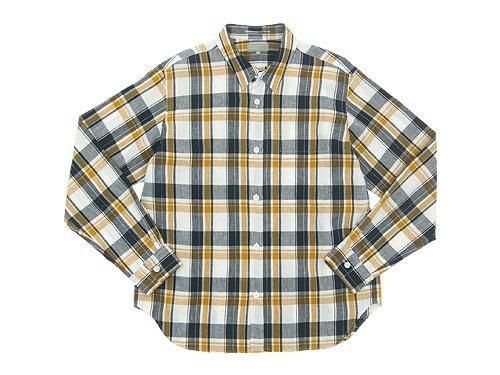 MARGARET HOWELL GRAPHIC LINEN CHECK SHIRTS 120NAVY ̥󥺡