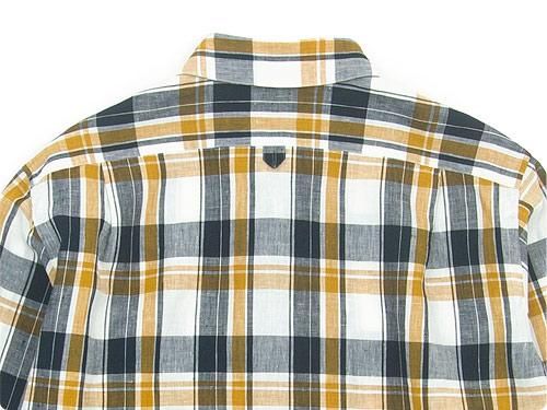 MARGARET HOWELL GRAPHIC LINEN CHECK SHIRTS 120NAVY ̥󥺡
