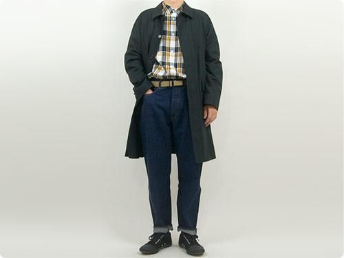MARGARET HOWELL GRAPHIC LINEN CHECK SHIRTS 120NAVY ̥󥺡