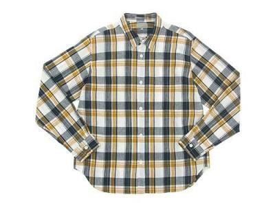MARGARET HOWELL GRAPHIC LINEN CHECK SHIRTS 120NAVY ̥󥺡