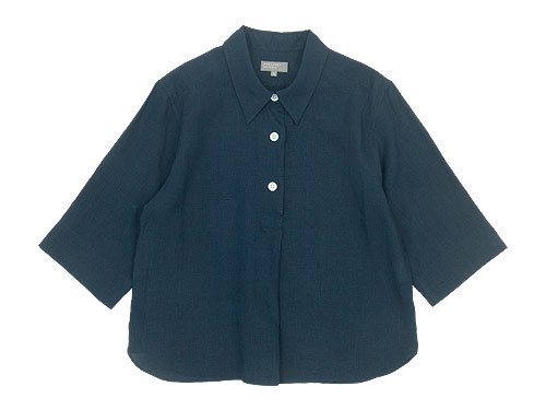 MARGARET HOWELL LINEN VOILE THREE BUTTON PULL ON SHIRTS 120DARK NAVY〔レディース〕