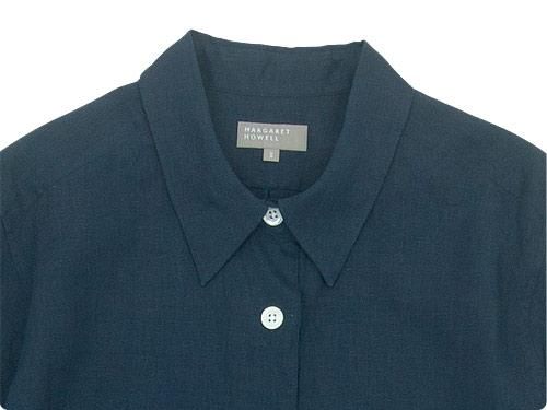 MARGARET HOWELL LINEN VOILE THREE BUTTON PULL ON SHIRTS 120DARK NAVY̥ǥ