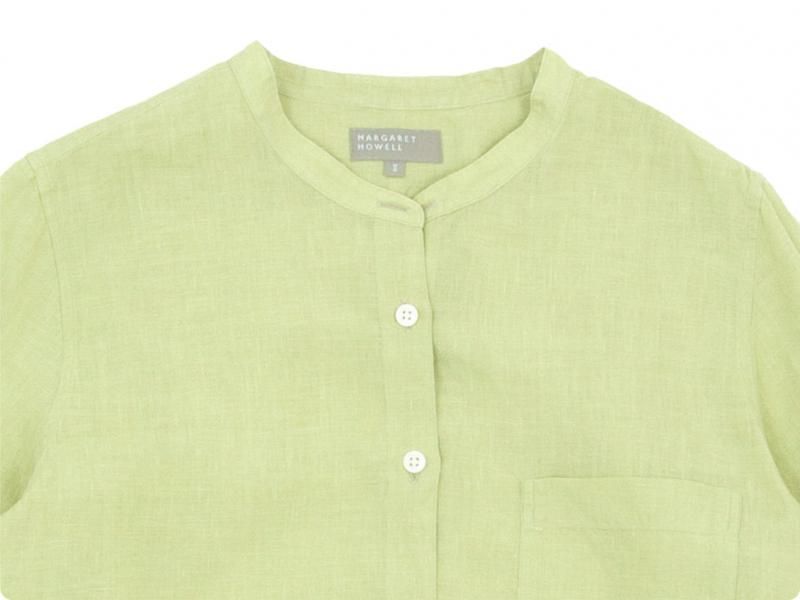 MARGARET HOWELL FINE LINEN NO COLLAR SHIRTS 142GREEN̥ǥ