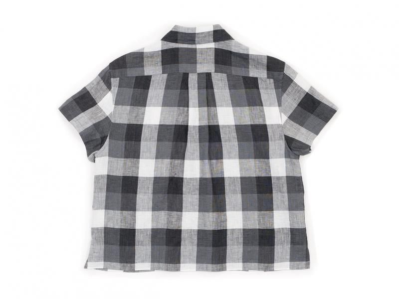 MARGARET HOWELL BLOCK CHECK LINEN S/S SHIRTS 020GRAY ̥ǥ