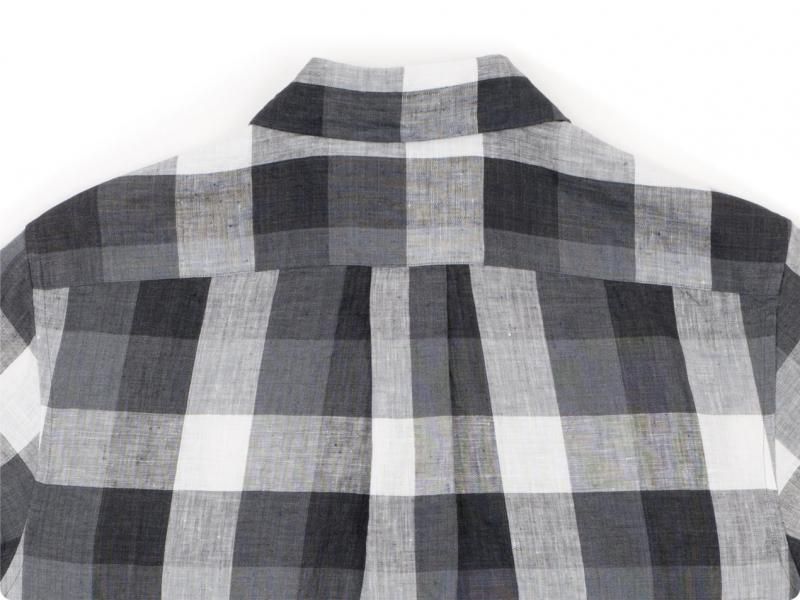 MARGARET HOWELL BLOCK CHECK LINEN S/S SHIRTS 020GRAY ̥ǥ