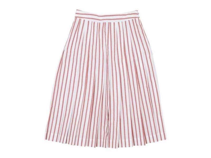 MARGARET HOWELL BOLD STRIPE COTTON LINEN SKIRT 153WHITE x ORANGE ̥ǥ
