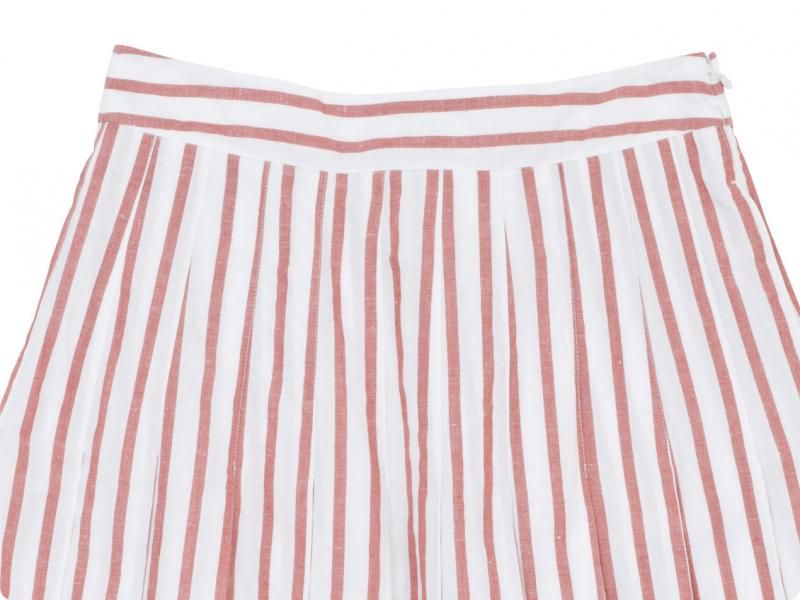 MARGARET HOWELL BOLD STRIPE COTTON LINEN SKIRT 153WHITE x ORANGE ̥ǥ