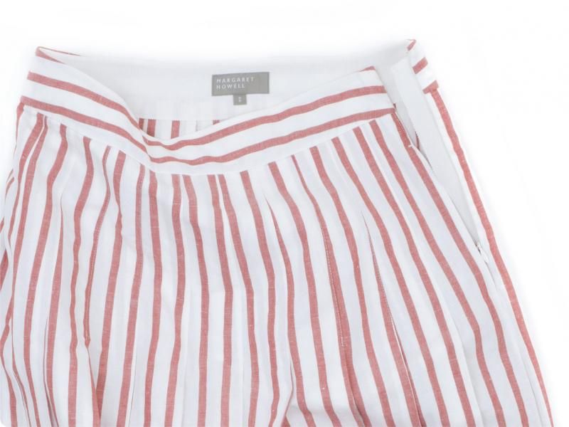 MARGARET HOWELL BOLD STRIPE COTTON LINEN SKIRT 153WHITE x ORANGE ̥ǥ