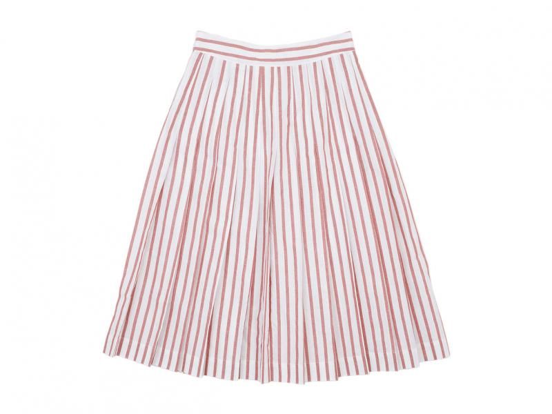 MARGARET HOWELL BOLD STRIPE COTTON LINEN SKIRT 153WHITE x ORANGE ̥ǥ