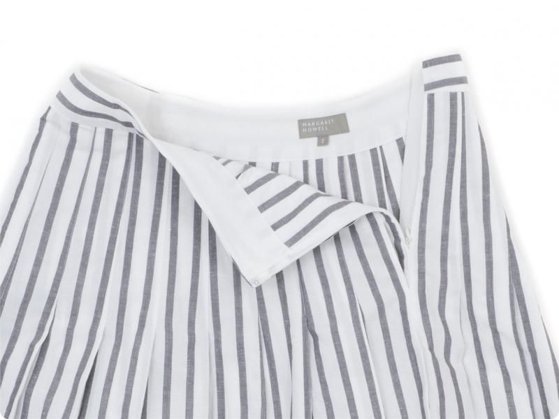 MARGARET HOWELL BOLD STRIPE COTTON LINEN SKIRT 022WHITE x GRAY ̥ǥ