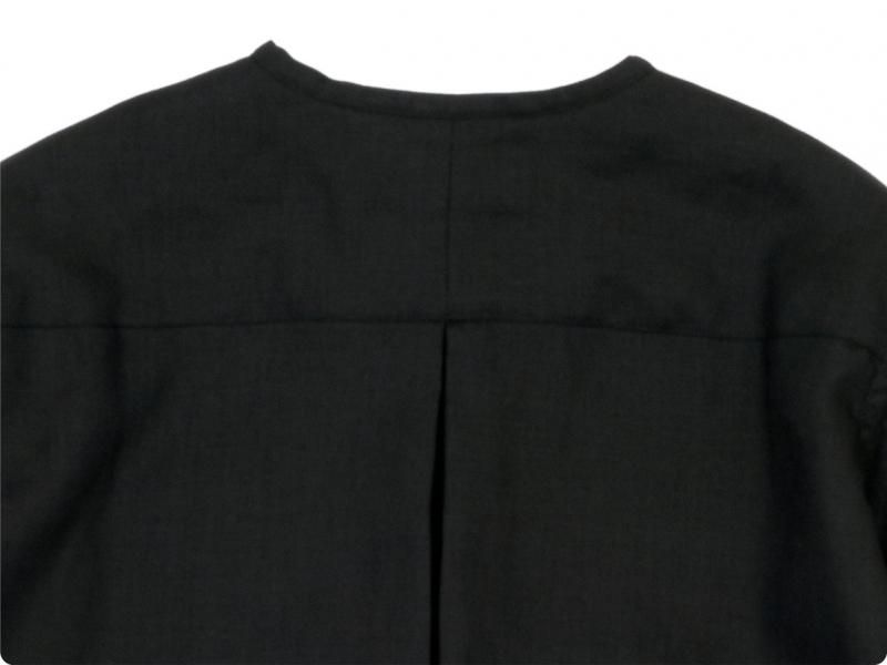 blanc no collar box shirts linen BLACK