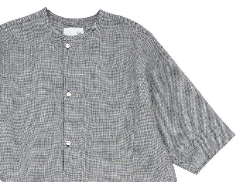 blanc smock dress INDIGO HOUNDSTOOTH