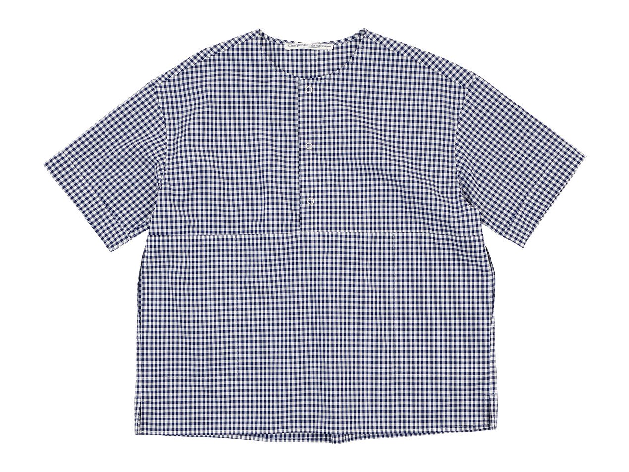 Charpentier de Vaisseau Selma Front Button Short Sleeve Shirts NAVY CHECK