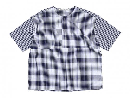 Charpentier de Vaisseau Selma Front Button Short Sleeve Shirts NAVY CHECK