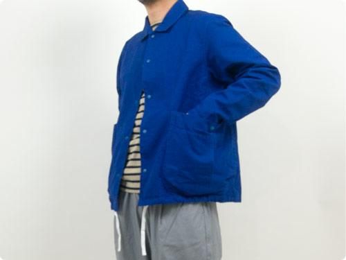 maillot cotton linen canvas snap deck jacket BLUE