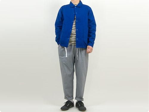 maillot cotton linen canvas snap deck jacket BLUE