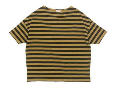 maillot border drop shoulder S/S T-shirt CAMEL x BLACK