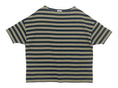 maillot border drop shoulder S/S T-shirt BEIGE x NAVY