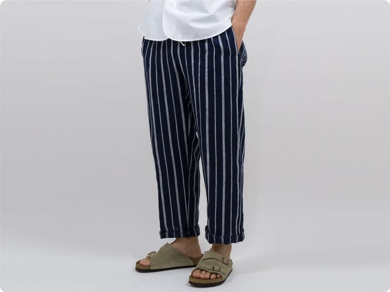  TATAMIZE ROOM PANTS NAVY STRIPE