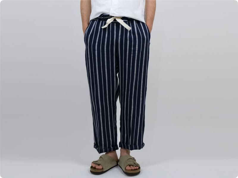  TATAMIZE ROOM PANTS NAVY STRIPE