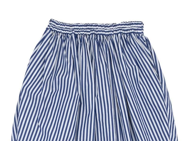 homspun ポプリンストライプ フロント切替ギャザースカート 太