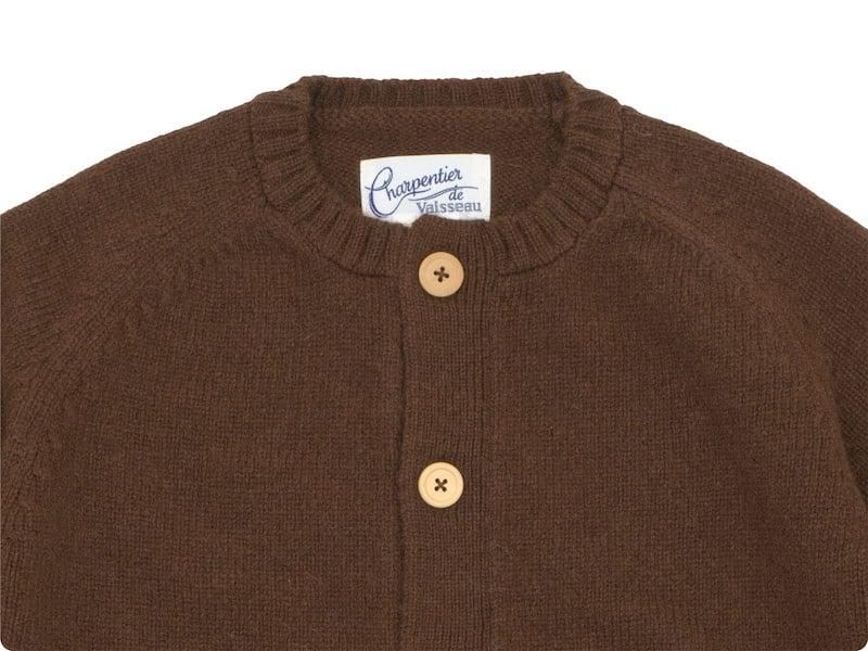 Charpentier de Vaisseau Karly Shetland Crew Neck Cardigan BROWN