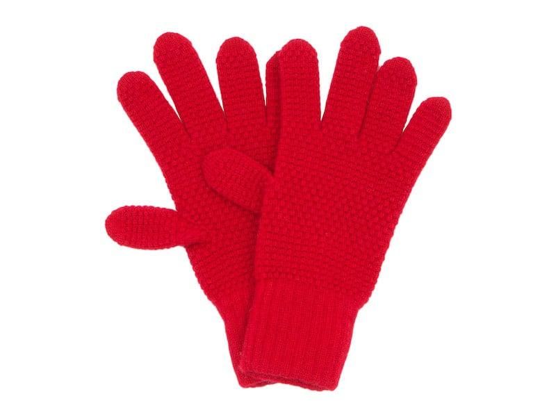William Brunton Hand Knits Tuck Stitch Gloves RED