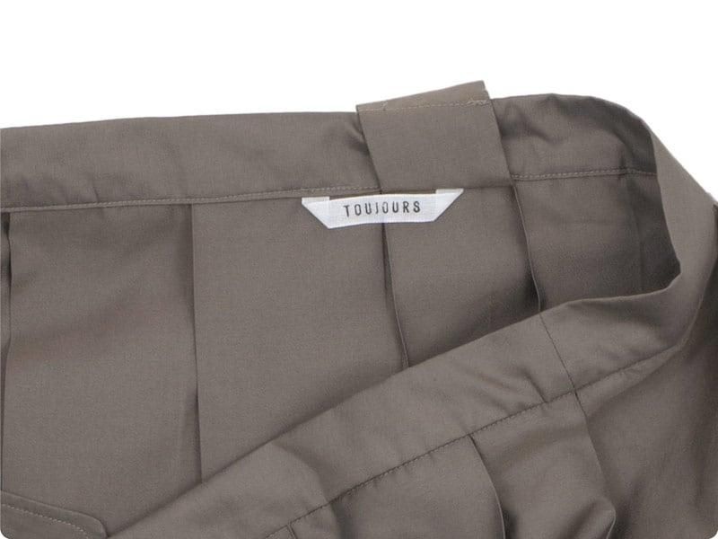 TOUJOURS One Shoulder Random Pleated Skirt OLIVE MOCHA TM31EK04