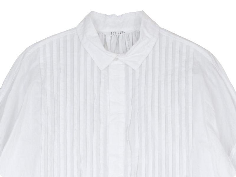 TOUJOURS Back Gathered Pin Tuck Shirt Dress WHITEMM31FD04
