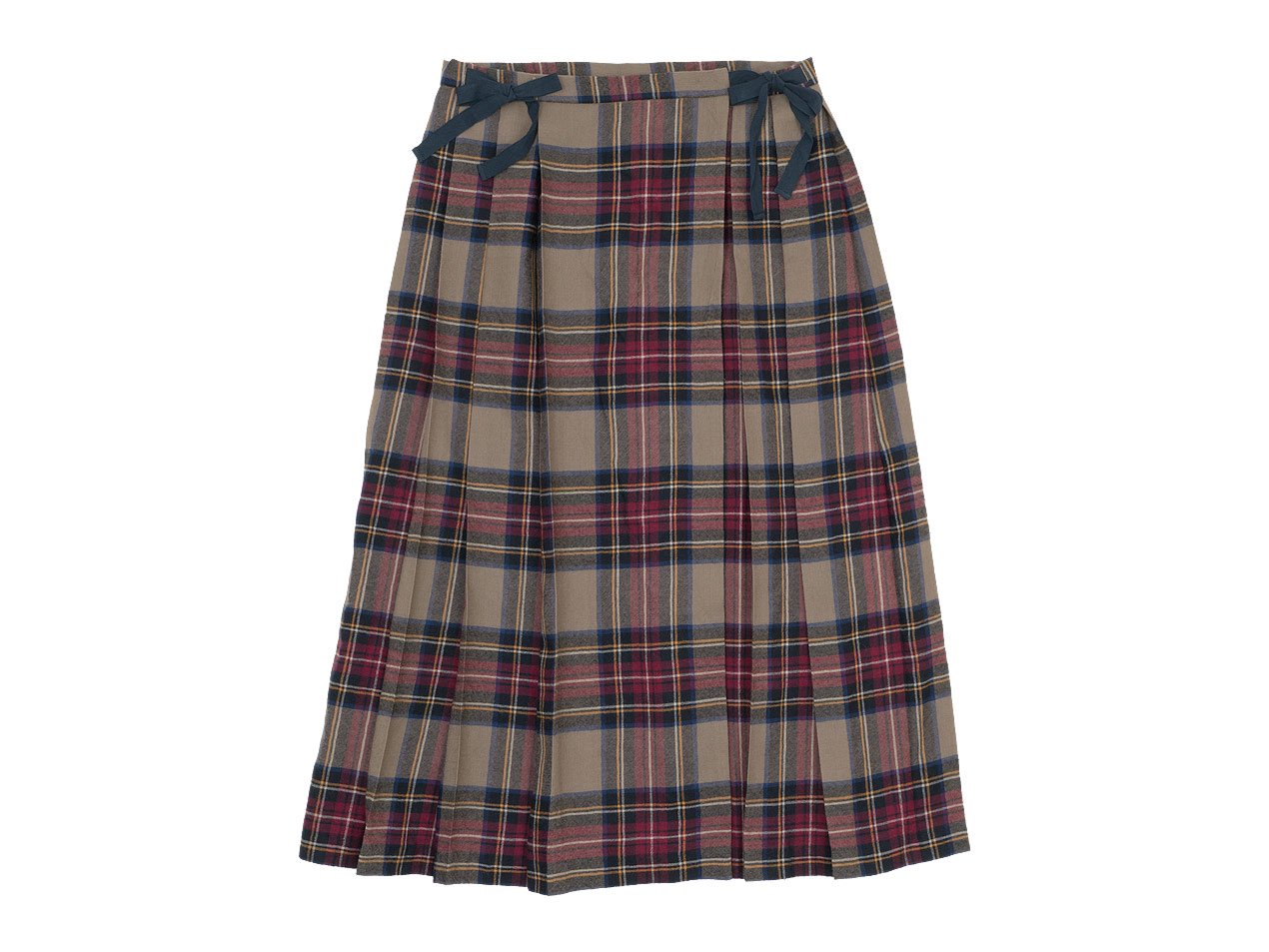 TOUJOURS Kilt Pleated Long Skirt BROWN TM31IK03