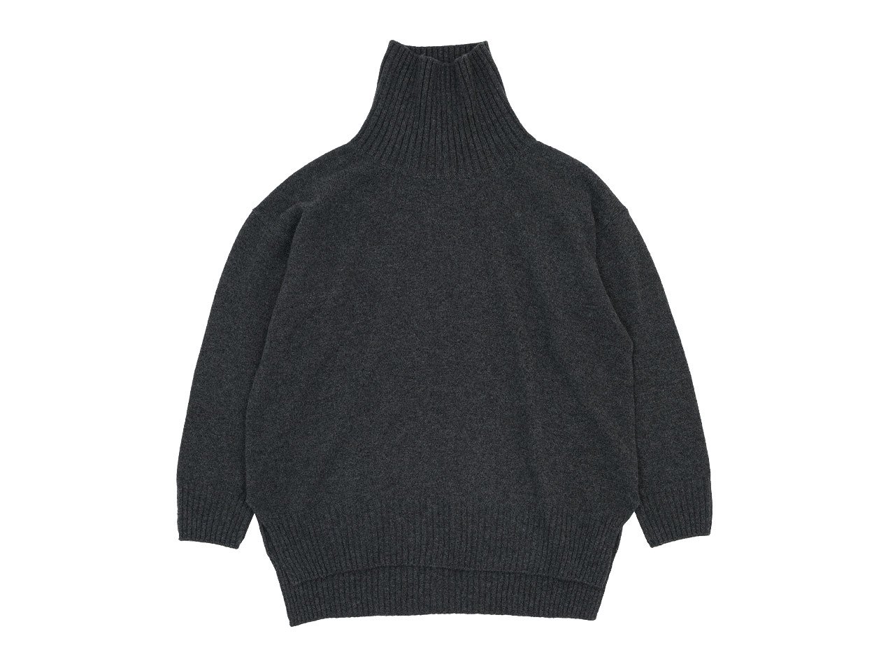 TOUJOURS Turtle Neck Side Slit Big Pullover CHARCOAL BROWN 【VM31XK06】