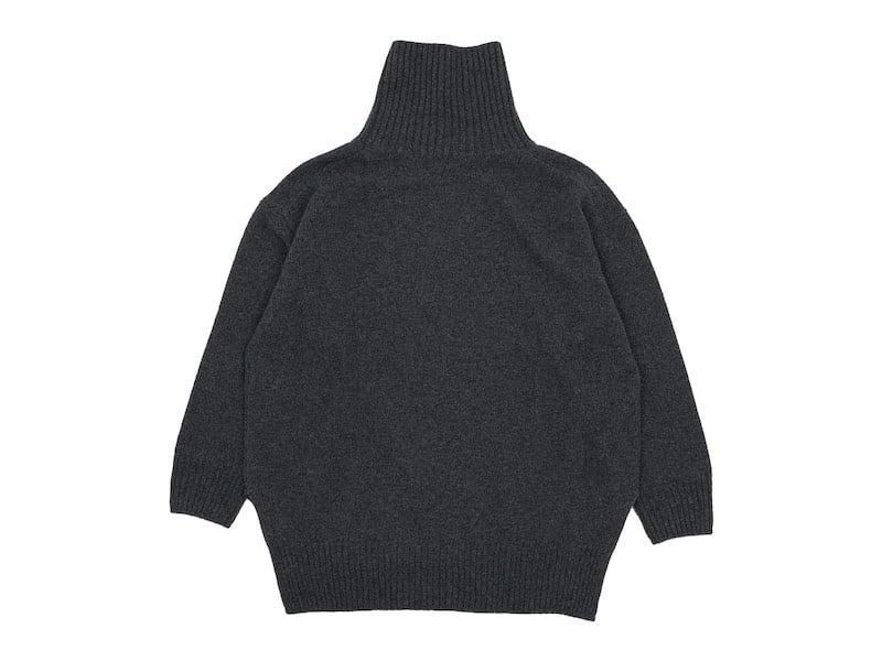TOUJOURS Turtle Neck Side Slit Big Pullover CHARCOAL BROWN VM31XK06