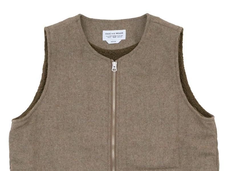 ENDS and MEANS Wool Boa Vest MIX BEIGE