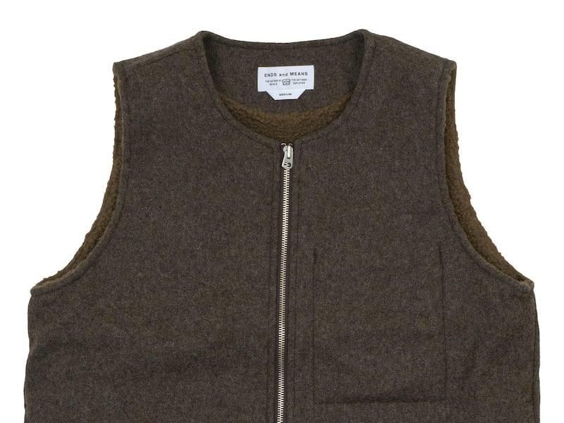 ENDS and MEANS Wool Boa Vest MIX BROWN